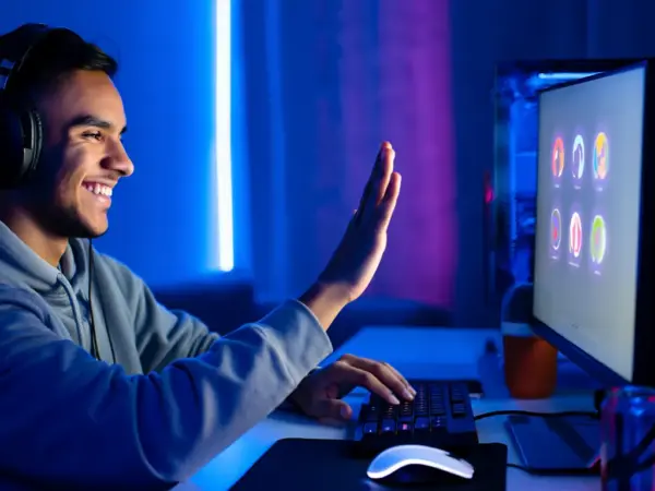 Happy Gamer Winning Looking For Group Game